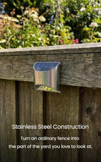 Home Zone Living 4PK Solar Wall Lights, Decorative Outdoor Fence, Stainless - Image 3