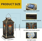 Solar Lantern Mid Century Wolf Stained Glass Outdoor Waterproof Garden Hanging Lantern Solar Powered Lighting Outside Solar Light for Patio Yard Camping, Gifts for Women Mom - Image 2