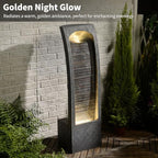 Bumilgar Indoor Water Fountain Curved Faux Slate Outdoor Waterfall Fountains Floor Standing Tiered Rock with LED Lights and Pump for Garden, Backyard, Deck, Patio, Porch and Home Art Decor - Image 2