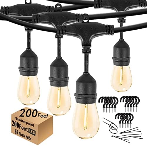 200FT String Lights for Outside LED Patio Lights Outdoor Waterproof by Skeerei
