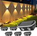 Ellasay Fence Lights Solar Powered: Outdoor LED Wall Lighting Dual Beam and 3 Color Modes IP65 Waterproof 12H Long Lasting Easy Mount for Garden Patio Backyard 4 Pack by ELLASAY