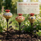 Vintage Ceramic Hummingbird Feeder Garden Stake, 4-Flower Floral Nectar Feeder for Outdoors, Decorative Bird Feeder with Metal Stand for Garden Yard Deck, Rustic Gift for Bird Lovers, D - Image 5