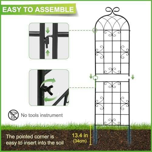 2 Pack 86.7" H x 19.7" W Black Metal Garden Trellis for Climbing Plants Outdoor, Heavy Duty Tall Plant Support for Roses, Vines, Cucumbers, Clematis, Flowers & Vegetables - Image 5