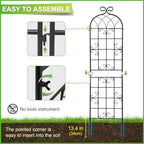 2 Pack 86.7" H x 19.7" W Black Metal Garden Trellis for Climbing Plants Outdoor, Heavy Duty Tall Plant Support for Roses, Vines, Cucumbers, Clematis, Flowers & Vegetables - Image 5