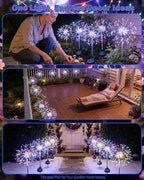 Solar Garden Lights Outdoor Yard Decorations, 4 Pack 150Leds Pathway Light, Fairy Firework Stake Lights for Garden, Patio, Pathway, Flowerbed Multicolor - Image 6