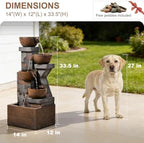 33.5" H Outdoor Water Fountain, 4-Tier Cascading Waterfall Fountain with Warm LED Lights, Vintage Brick Design for Garden, Patio, Backyard Decor - Image 2