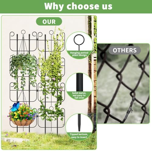 8 Pack Trellis for Climbing Plants Indoor, Expandable Heavy-Duty Metal Trellis for Potted Plants Outdoor, Flowers Vine Ivy, Sturdy Houseplant Pothos Plant Climber Support - Image 4