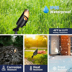 Gardenreet Die-Cast Brass Spot Light LED, Outdoor 12V Uplighting Waterproof, Low Voltage Landscape Lights Metal Black for Fence Fountain, with Warm White MR16 Replaceable Bulbs (12 Pack) - Image 4