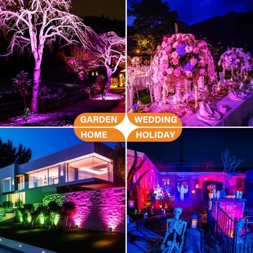 Spotlight Outdoor RGB Spot Lights 10W LED Landscape Lights Spot Lights Outdoor with 16 Color Changing for Yard Garden Decor, Landscape Lighting with Remote IP67 Waterproof (6) - Image 7