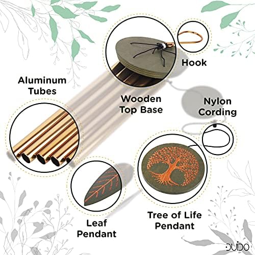 Sympathy Large Memory Wind Chimes 36-inch Tree of Life and Leaf Chimes for Outside - Deep Tones - Image 2