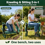 Garden Kneeler and Seat, 2-in-1 Folding Gardening Stool with 5 Adjustable Heights, 660 lbs Heavy Duty Steel Frame and 2 Tool Pouches - Image 4