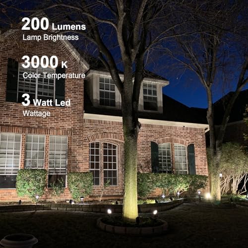 GOODSMANN Low Voltage Landscape Lights Landscape Floodlights Spotlights 3W LED 200 Lumen with Replaceable Bulb 12V AC with Metal Stake Cable Connector 9121-16503-01A - Image 2
