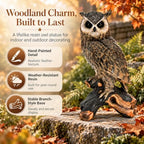 18.98" Realistic Owl Garden Statue, Resin Bird Deterrent, Brown Yard Decor - Image 4