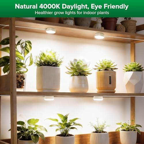SANSI Puck Grow Lights for Indoor Plants, 20W 4-Head Plant Light with Timer - Image 4