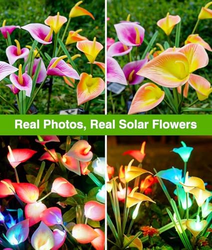 KOOPER Solar Calla Lily Lights Outdoor, 8 Pack, 40 Flower, Color Changing - Image 2