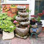 Bumilgar 27.8" H Outdoor Water Fountain with LED Lights, 5-Tier Cascading Stone Waterfall Fountain, Natural Rock Resin Outdoor Water Fountain for Garden Patio Backyard Porch Indoor Decor - Image 5