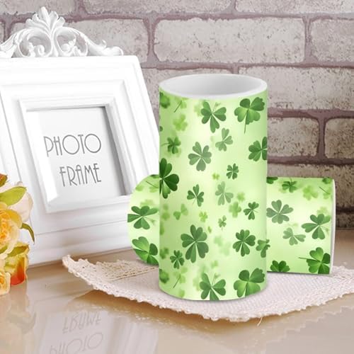 Shamrocks Flameless Candles with Remote and Timers Flickering Battery Operated Candles St Patrick's Day Flameless LED Pillar Lights for Indoor and Outdoor Party Decoration - Image 4