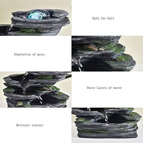 Tabletop Fountains Tabletop Fountain Stacked Rock Waterfall Indoor/Outdoor Synthetic Resin with LED Light Water Fountain Tabletop Exquisite Decoration (Color : A, Size : 5.2 * 6.2 * 10.2in) - Image 3