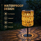 2PCS Solar Table Lamps Outdoor, Rattan Solar Lanterns Outdoor, Waterproof Wicker Lanterns Outd-oor, Rechargeable Table Top So-lar Lights LED Boho Lant-erns Out-Door for Balcony Patio Yard Lawn - Image 5