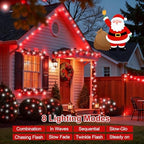 QITONG 2 Pack Red and White Solar String Lights, Each 66ft 200 LED Solar Christmas Lights Outdoor Waterproof, 8 Modes Solar Twinkle Light for Outside - Image 2