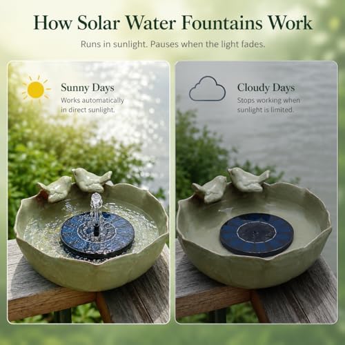 10.1" Solar Powered Bubbler Fountain Bird Bath Bowl for Outdoors - Image 3