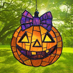 Jack-o'-Lantern Purple Tie Acrylic Suncatcher - Image 3