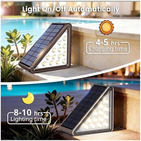JEJOT 8 Pack Solar Step Lights Outdoor Waterproof, Solar Stair Light,Brown - Image 6