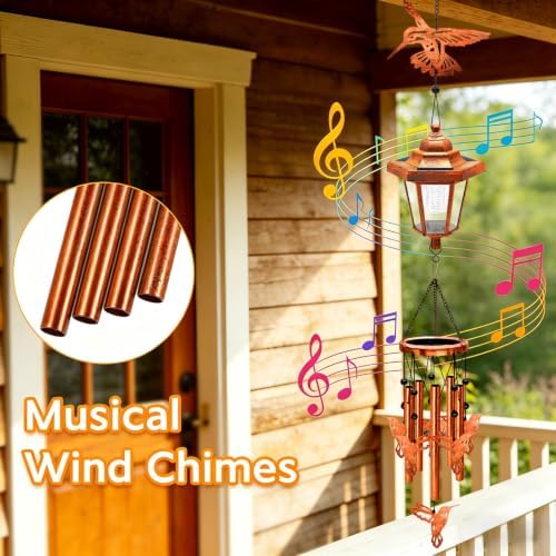 VOOKRY Solar Wind Chimes for Outside, Hummingbird Gifts for Women Birthday - Image 4