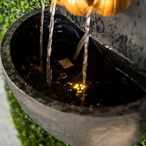XBrand 30 in H Fiber Resin Wall Buddha Zen Outdoor Garden Water Fountain w/Warm LED Light, Gold - Image 6