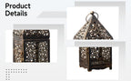Bronze Moroccan Candle Lantern, Metal Hanging Candle Holder with Hollow Pattern, European Style Vintage Decorative Centerpiece with Top Handle, Circular Ring for Weddings, Parties, Home Decor - Image 2