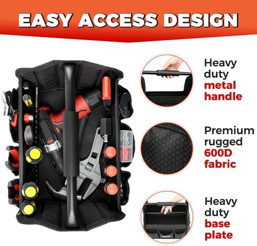 Detailing Caddy Organizer with Handle - Storage, Cars, & Cleaning Caddy for Supplies, Tools, & Home Improvement - Heavy Duty Car Detailing Supplies With Multi-Pockets & Collapsible Tote Design - Image 6
