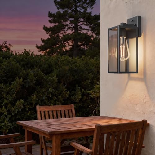 13'' Dusk to Dawn Outdoor Porch Lighting Fixtures Wall Mount, Sensor Exterior Wall Light for House, Ouside Lantern Lamp, Waterproof Wall Sconce Lights, Black Metal Coach Light for Garage Entryway - Image 3