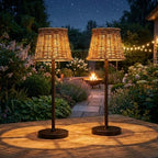 VIHOSE Rattan Solar Table Lamps 2 Sets for Outdoor Handmade Woven Boho Lamp for Garden Yard Patio Porch Lawn Pathway, Decorative Solar Light Gift for Women - Image 3