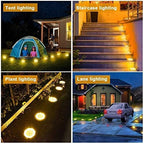 Solar Ground Lights - 8 LED Garden Lights Outdoor, Disk Lights Waterproof In-Ground Landscape Lighting for Lawn Patio Pathway Yard Driveway Deck Walkway Flood Light (Warm White) - Image 6