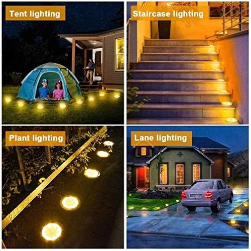 Solar Ground Lights - 8 LED Garden Lights Outdoor, Disk Lights Waterproof In-Ground Landscape Lighting for Lawn Patio Pathway Yard Driveway Deck Walkway Flood Light (Warm White) - Image 6