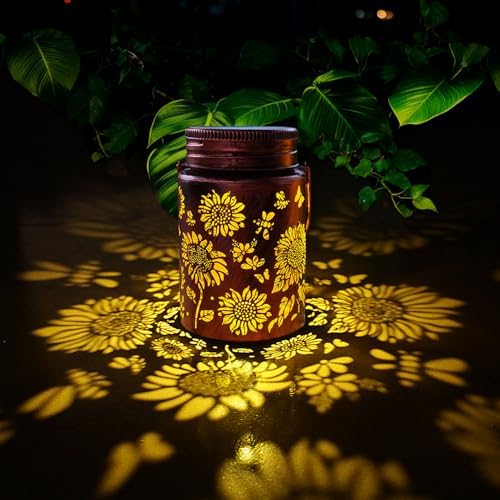 Solar Outdoor Lanterns, 4pack Sunflower Garden Decor LED Light Hanging Sunflower Birthday Gifts for Women Mom Grandma (Sunflower 4pack) - Image 6