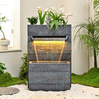 34.65'' Outdoor Water Fountain with LED Lights, Water Feature for Garden by Desgmomy