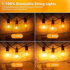 Brightown Outdoor String Lights, 100FT 50+2 G40 Bulbs Shatterproof Patio Lights, IP65 Waterproof Dimmable Hanging Connectable Globe LED Outdoor Lights for Backyard, Bistro, Porch, Deck, Balcony - Image 7