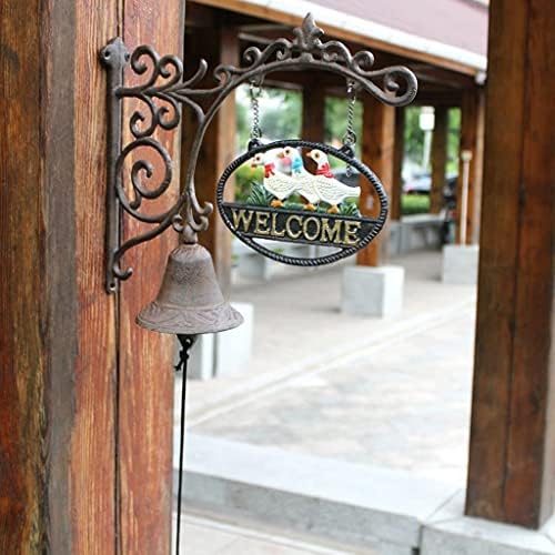 Farmhouse Decorative Dinner Bell Cast Iron Doorbell Creative Retro Duck Wall Bell Pastoral Home Garden Decorations Hanging Bell (Black 34 * 33 * 11cm) - Image 2