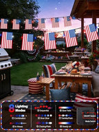 4th of July Decorations 2 Pack 100 LED Solar American Flag Lights Outdoor - Image 2