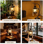 Victorian Antique Fecor Vintage Varmhouse Rustic Hurricane Table Lamp，Country Old Mid Century Modern Retro Kitchen Cabinet Counter Bronze Living Room Night Light-A - Image 5