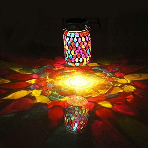Mosaic Solar Lights Outdoor Hanging Lanterns, Rechargeable Mosaic Solar Lanterns， Outdoor Waterproof Solar Night Lights Table Lamps for Decorations - Image 2