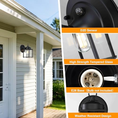 GRUENLICH Outdoor Wall Light Fixture, Clear Glass, Black, 2 Pack - Image 5