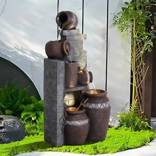 TITIMO 39.3" Outdoor Water Fountain and Waterfalls, 5 Tiers Garden Fountain by TITIMO