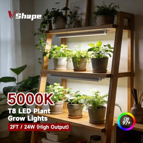 T8 Grow Light for Indoor Plants, 2FT, 24W, 5000K, 8 Pack, Linkable - Image 2