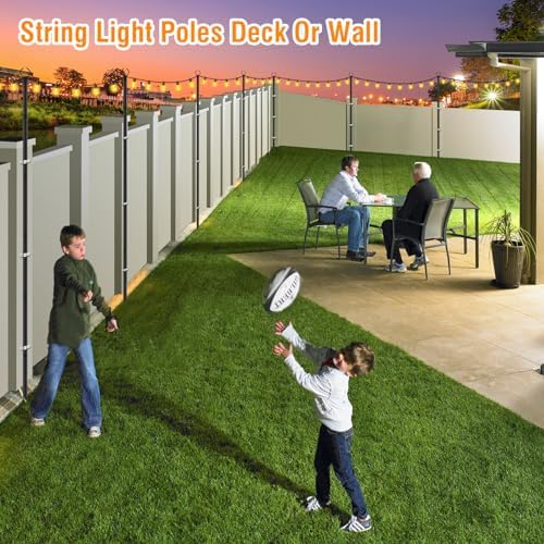 AILBTON 2 Pack 10Ft String Light Poles,Light Poles for Outside String Lights,Outdoor Light Poles with Fork,Metal Pole Stand for Patio,Backyard,Deck - Image 5