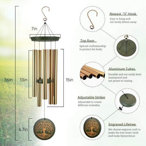 Astarin's Tree of Life Wind Chimes Sympathy Gift Outdoor Remembrance Garden - Image 2