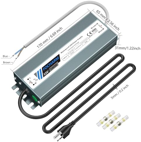 LED-Driver Waterproof 12V 100W: AC100-264V to 12V DC 8.3A IP67 - Image 3