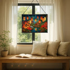 Twilight Garden with Floating Lanterns Rectangular Stained Glass Suncatcher – Hanging Window Panel with Animal & Nature Scene – Vibrant Glass Art Gift for Wildlife, Fantasy, Nature Lovers lsBhyO - Image 7