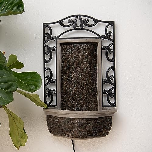 XBrand 30.31 in. H Stone and Black Polyresin Metal Wall-Mounted Waterfall Fountain with Pump for Indoor Outdoor Home, Patio and Garden Art Centerpiece - Image 2